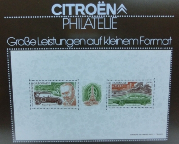 Citroen Philatelieset "Große Leistungen auf kleinem Format" 1976 original framed (4831)